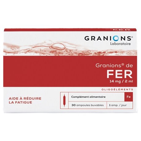 GRANIONS DE FER 14MH/2ML AIDE A REDUIRE LA FATIGUE 30 AMPOULES BUVABLES