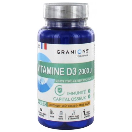 GRANIONS VITAMINE D3 2000UI 30CP A CROQUER QUADRISECABLES