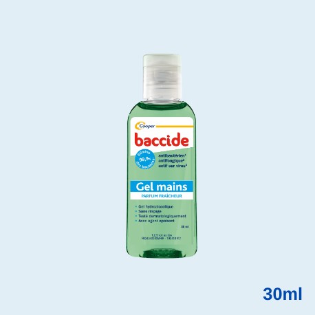 BACCIDE GEL HYDROALCOOLIQUE MAINS SANS RINCAGE 30ML PARFUM FRAICHEUR