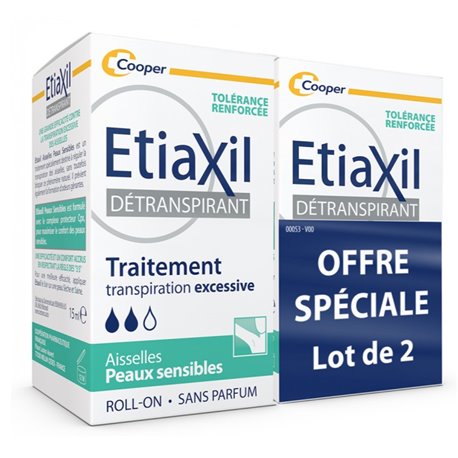 ETIAXIL DETRANSPIRANT TRAITEMENT TRANSPIRATION EXCESSIVE AISSELLES PEAUX SENSIBLES ROLL-ON SANS PARFUM LOT 2