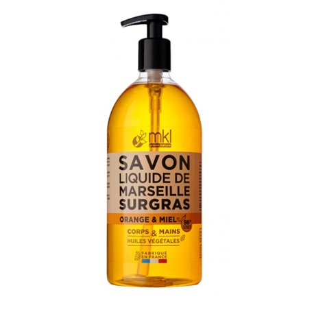 MKL SAVON LIQUIDE DE MARSEILLE HUILE D'ARGAN PARFUM ORANGE MIEL CORPS VISAGE MAINS 1L