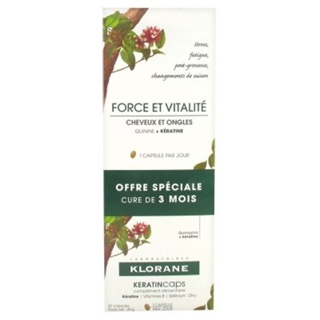 KLORANE KERATINCAPS CHEVEUX & ONGLES COMPLEMENT ALIMENTAIRE QUININE + KERATINE 30CP