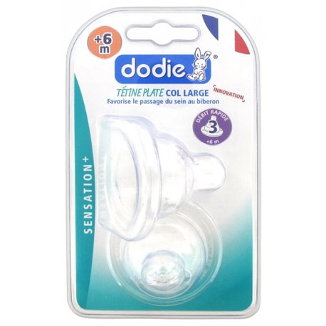 DODIE TETINE PLATE ANTI-COLIQUE SILICONE +6 MOIS DEBIT RAPIDE 3 X2