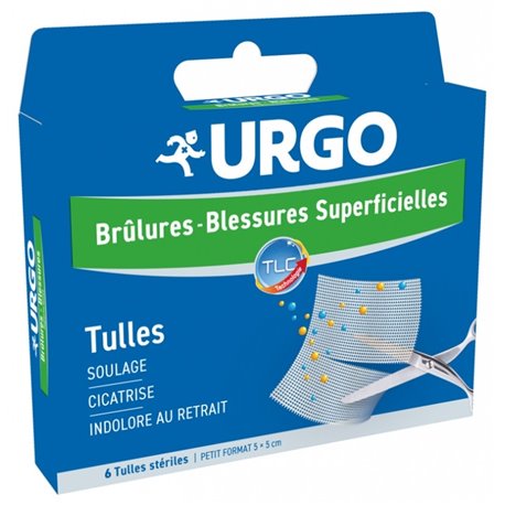 URGO TULLES BRULURES BLESSURES SUPERFICIELLES 6 TULLES STERILES