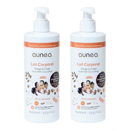 AUNEA LAIT CORPOREL VISAGE ET CORPS 400ML X2
