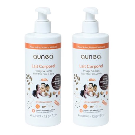 AUNEA LAIT CORPOREL VISAGE ET CORPS 400ML X2