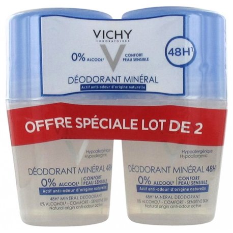 VICHY DEODORANT MINERAL LOT 2 ROLL ON