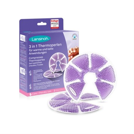 LANSINOH COMPRESSES THERMOPERLES 3 EN 1 APAISANTES CHAUDES/FROIDES 2 COMPRESSES REUTILISABLES