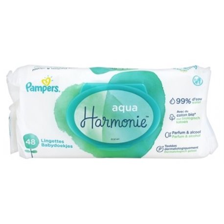 PAMPERS HARMONIE AQUA LINGETTES 99% D'EAU 48 LINGETTES