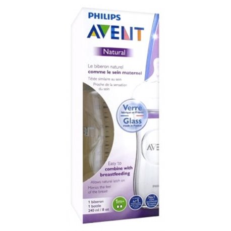 BIBERON AVENT NATURAL EN VERRE 1 MOIS+ 240ML