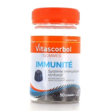 VITASCORBOL GOMMES IMMUNITE SYSTEME IMMUNITAIRE RENFORCE AROME NATUREL GOUT FRUITS ROUGES 50 GOMMES