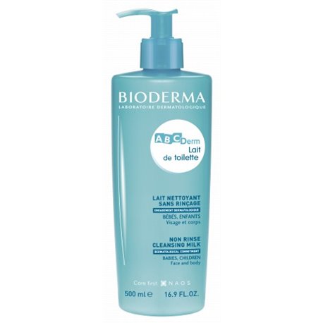 BIODERMA ABCDERM LAIT DE TOILETTE LAIT NETTOYANT SANS RINCAGE BEBE ENFANTS VISAGE ET CORPS HYPOALLERGENIQUE 500ML