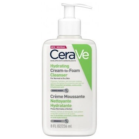 CERAVE CREME MOUSSANTE NETTOYANTE HYDRATANTE PEAUX NORMALES A SECHES 236ML