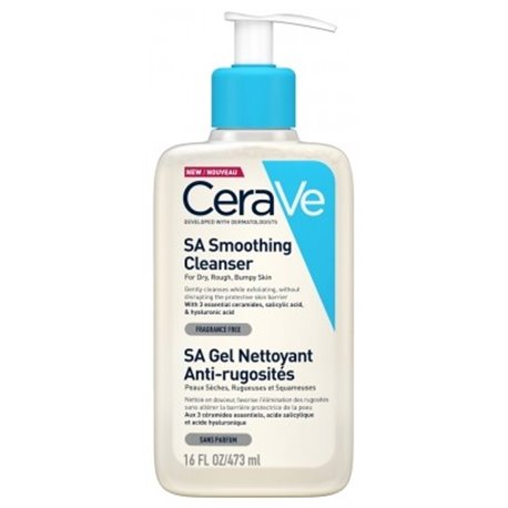 CERAVE SA GEL NETTOYANT ANTI-RUGOSITES PEAUX SECHES RUGUEUSES ET SQUAMEUSES SANS PARFUM 473ML