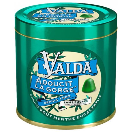 VALDA GOMMES GOUT MENTHE EUCALYPTUS ADOUCIT LA GORGE SANS SUCRES 160G