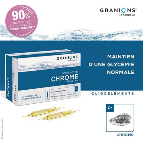 GRANIONS DE CHROME MAINTIEN D'UNE GLYCEMIE NORMALE 30 AMPOULES BUVABLES