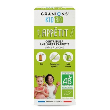 GRANIONS KIDS BIO APPETIT CONTRIBUE A AMELIORER L'APPETIT GRACE A L'AVOINE GOUT POIRE 125ML