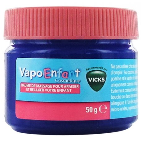 VICKS VAPO ENFANTS BAUME DE MASSAGE POUR APAISER ET RELAXER VOTRE ENFANT A PARTIR DE 3 ANS 50G