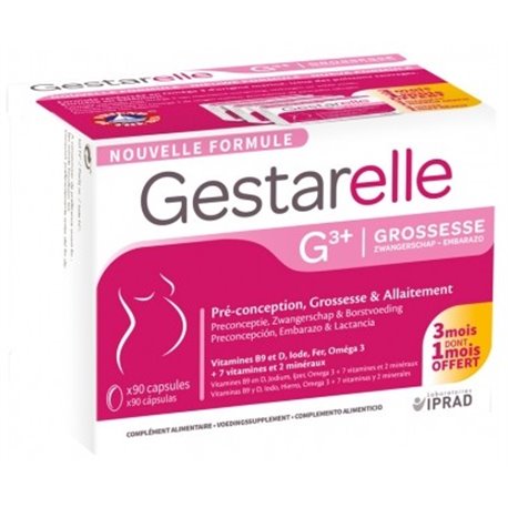 GESTARELLE G3+ GROSSESSE 3 MOIS DONT 1 MOIS OFFERT 90 CAPSULES