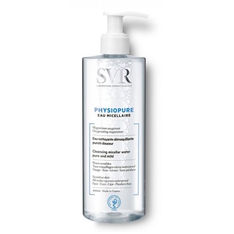 SVR PHYSIOPURE EAU MICELLAIRE EAU NETTOYANTE DEMAQUILLANTE PURETE DOUCEUR PEAUX SENSIBLES VISAGE YEUX LEVRE 400ML