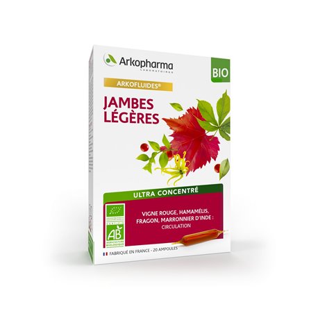 ARKOPHARMA ARKOFLUIDES JAMBES LEGERES BIO ULTRA CONCENTRE 20 AMPOULES
