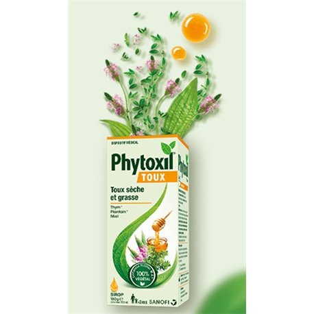 PHYTOXIL SIROP TOUX SECHE ET GRASSE THYM PLANTAIN MIEL SIROP 100% NATUREL +2ANS 180G