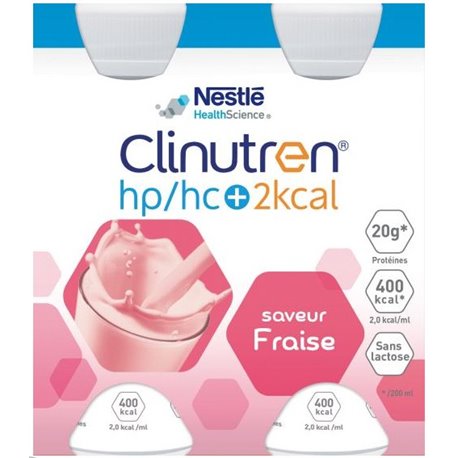 CLINUTREN HP/HC+ 2KCAL SAVEUR FRAISE SANS LACTOSE 4X 200ML