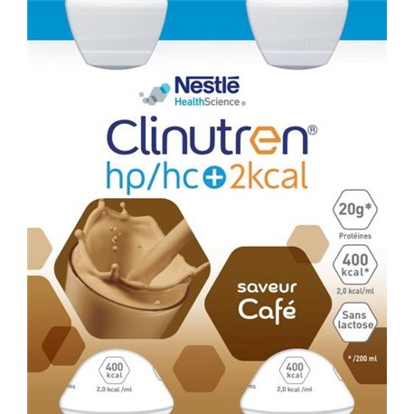 CLINUTREN HP/HC+ 2KCAL SAVEUR CAFE SANS LACTOSE 4X 200ML