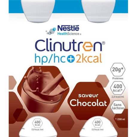 CLINUTREN HP/HC+ 2KCAL SAVEUR CHOCOLAT SANS LACTOSE 4X 200ML