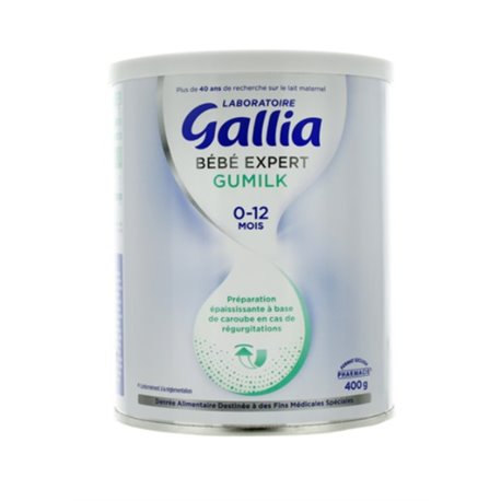 GALLIA BEBE EXPERT GUMILK0-12 MOIS EPAISSISANT A BASE DE CAROUBE EN CAS DE REGURGITATION 400G