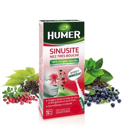 HUMER SINUSITE NEZ TRES BOUCHE 100% D'ORIGINE NATURELLE EFFET IMMEDIAT 12ANS+ 15ML