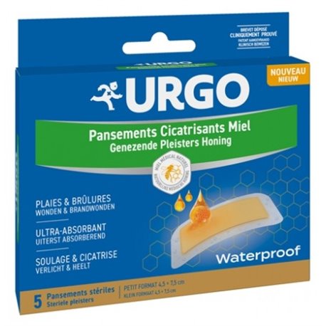 URGO PANSEMENTS CICATRISANTS MIEL PLAIES & BRULURES 5 PANSEMENTS STERILES WATERPROOF