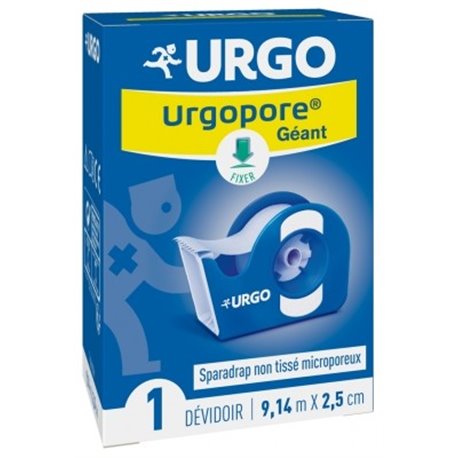 URGO URGOPORE GEANT SPARADRAP NON TISSE MICROPOREUX 1 DEVIDOIR 9.14M X 2.5CM