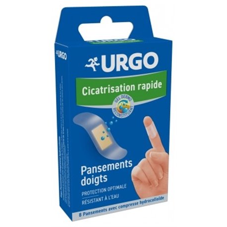 URGO CICATRISATION RAPIDE PANSEMENTS DOIGTS RESISTANT A L'EAU 8 PANSEMENTS AVEC COMPRESSE HYDROCOLLOIDE