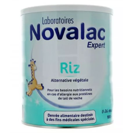 NOVALAC EXPERT RIZ 0-36 MOIS ALTERNATIVE VEGETALE EN CAS D'ALLERGIE AUX PROTEINES DE LAIT DE VACHE 800G