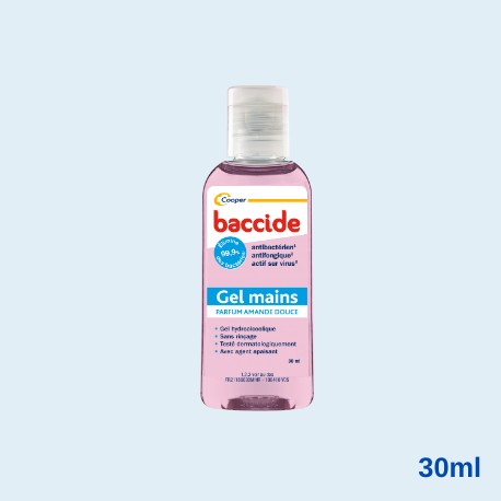 BACCIDE GEL HYDROALCOOLIQUE MAINS SANS RINCAGE PARFUM AMANDE DOUCE 30ML