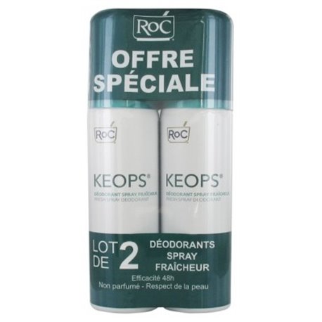 ROC KEOPS DEODORANT SPRAY FRAICHEUR NON PARFUME LOT 2X 100ML