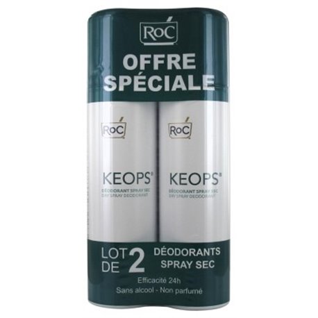 ROC KEOPS DEODORANT SPRAY SEC SANS ALCOOL NON PARFUME LOT 2X 150ML