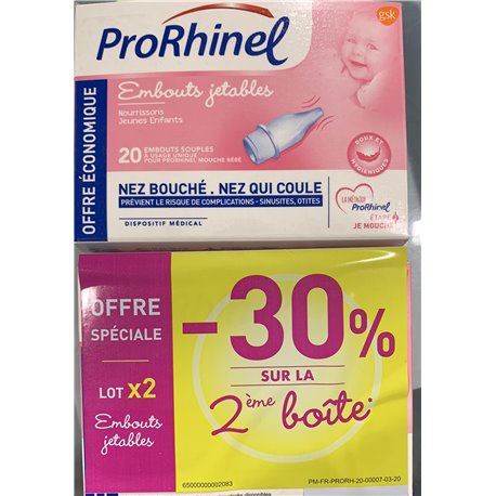 PRORHINEL EMBOUTS JETABLES MOUCHE BEBE LOT 2X 20 EMBOUTS