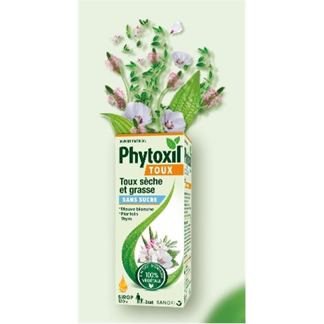 PHYTOXIL TOUX SECHE ET GRASSE SANS SUCRE THYM MAUVE BLANCHE PLANTAIN SIROP +2ANS 120ML