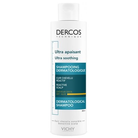 VICHY DERCOS ULTRA APAISANT SHAMPOOING TRAITANT CUIR CHEVELU REACTIF CHEVEUX SECS 200ML