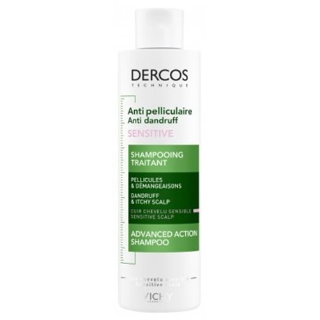 VICHY DERCOS ANTI PELLICULAIRE SENSITIVE SHAMPOOING TRAITANT PELLICULES ET DEMANGEAISONS CUIR CHEVELU SENSIBLE 200ML