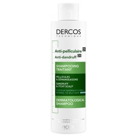 VICHY DERCOS ANTI-PELLICULAIRE DS SHAMPOOING TRAITANT PELLICULES ET DEMANGEAISONS CHEVEUX NORMAUX A GRAS 200ML