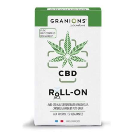 GRANIONS CBD ROLL-ON AVEC DES HUILES ESSENTIELLES DE BOSWELLIA CARTERII LAVANDE ET PETIT GRAIN 5ML