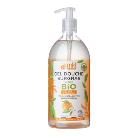 MKL GEL DOUCHE SURGRAS CERTIFIE BIO FLEUR D'ORANGER VISAGE CORPS ET CHEVEUX SANS SAVON 1L