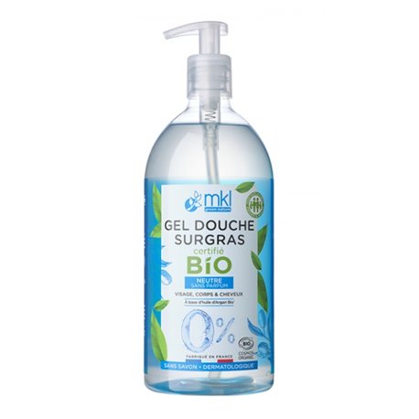 MKL GEL DOUCHE SURGRAS CERTIFIE BIO NEUTRE SANS PARFUM VISAGE CORPS ET CHEVEUX SANS SAVON 1L