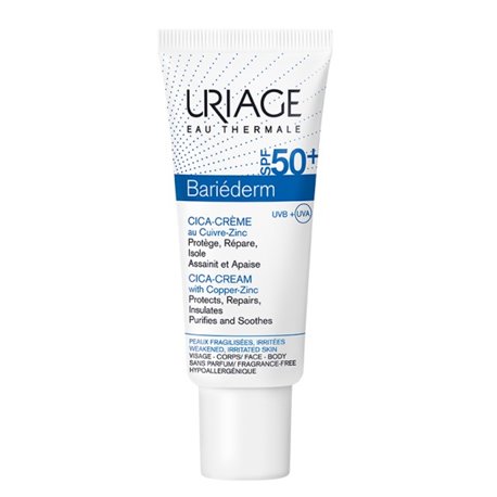 URIAGE BARIEDERM CICA SPF50+ CREME AU CUIVRE-ZINC PEAUX FRAGILISEES IRRITEES 40ML