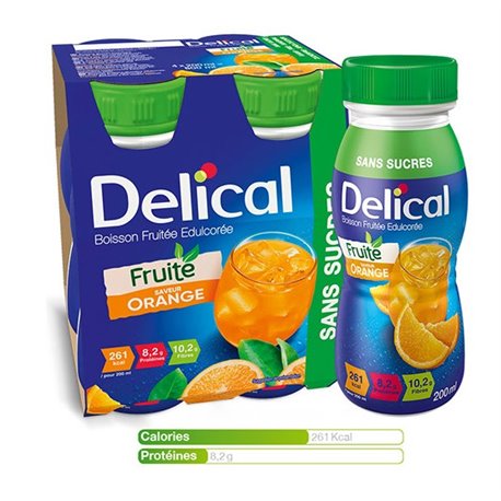 DELICAL FRUITE SAVEUR ORANGE SANS SUCRE 4X 200ML