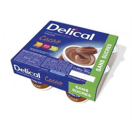 DELICAL HPHC EDULCOREE CREME DESSERT CACAO SANS SUCRES 4X 200G