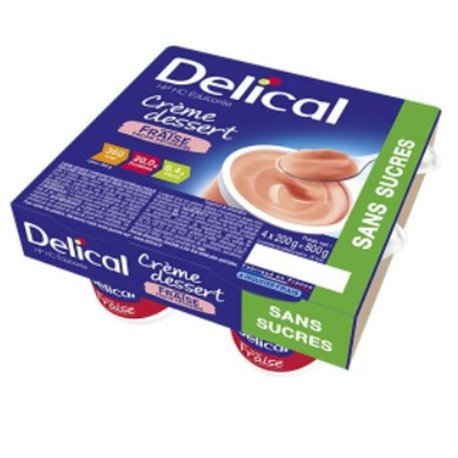 DELICAL HPHC EDULCOREE CREME DESSERT FRAISE SANS SUCRES 4X 200G